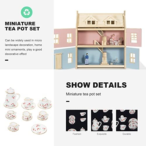 Utensílios brancos de Toyvian Conjunto de chá em cerâmica em miniatura Conjunto de chá: 1: 12 porcelana Caneca de caneca de caneca