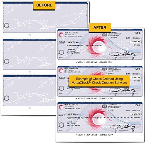 Versacheck UV Top Secure Checks - 750 cheques de voucher de negócios em branco - Presitge azul - 250 folhas Formulário 3000-3 por