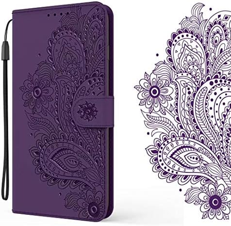 Caixa da carteira Flipbird Compatível com a capa de capa de carteira com relevo com relevo de Galaxy S20 com correção de pulso e estojo de couro PU para Samsung Galaxy S20 Ultra Purple
