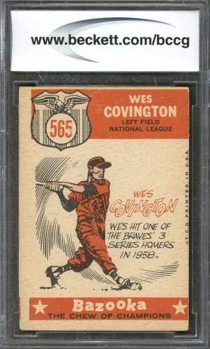 Wes Covington Card 1959 TOPPS 565 como Milwaukee Braves BGS BCCG 6 - Cartões de beisebol com lajes