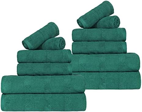 Superior de algodão turco 500 gsm de 12 peças Conjunto de toalhas, inclui 4 face, 4 mão e 4 banheiros para seco rápido,