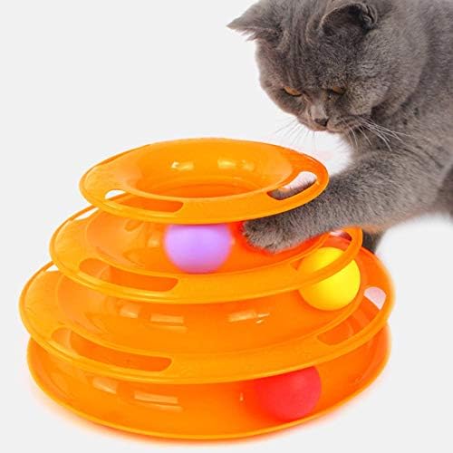 NC Pet Cat Interactive Toy, Tower Track Fun Roller Sports Sports Inteligente Entertainment Triple Disc Pet Toy Ball