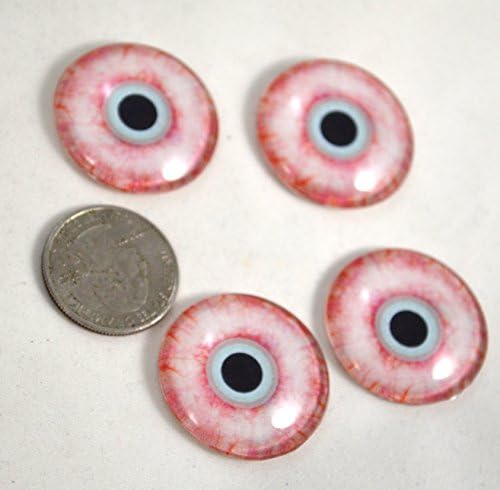 Olho de vidro de 30 mm olho de sangue de vidro zumbi em azul vermelho e pálido para esculturas de taxidermia ou jóias fazendo artesanato