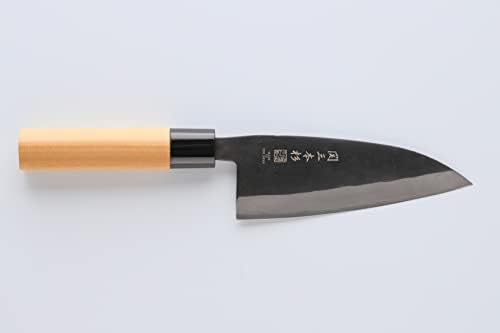 Seki Sanbonsugi japonês Chef Kitchen Kitch, Kurouchi Carbon Tool Aço Deba Faca, maçaneta de madeira Shiraki, 150 mm, feita no Seki