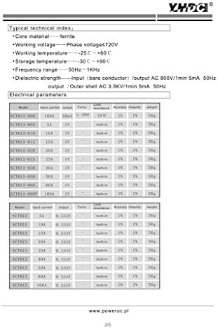 YHDC Split Core Corrente Transformador SCT013 Entrada 5a, 10a, 15a, 20a, 25a, 30a, 50a, 100a saída 1v, 50mA, 0,333V