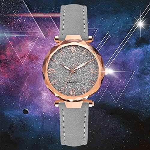Relógio de quartzo de Mortilo Fashion Ladies, Bright Stary Sky Business Casual Wirst Watch com cinta de couro