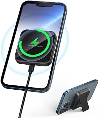 Carregador sem fio magnético inquebrável, almofada de carregamento rápido de 15w com cabo de alimentação USB-C, compatível com o iPhone 13/13 mini/13pro/13pro max/iphone 12/12 mini/12pro/12pro max, preto