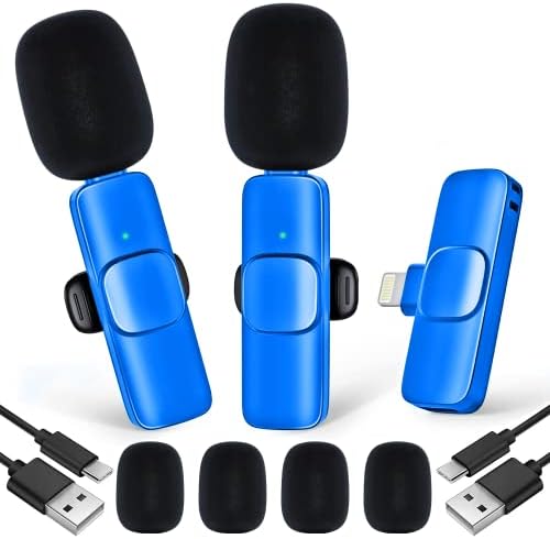 Microfone Lavalier sem fio Lavalisson para iPhone/iPad | Bluetooth Plug & Play Lapeel Clip-On Mini Mic para gravação de vídeo | Tiny portátil pequeno portátil sem fio Lav | Cancelamento de ruído