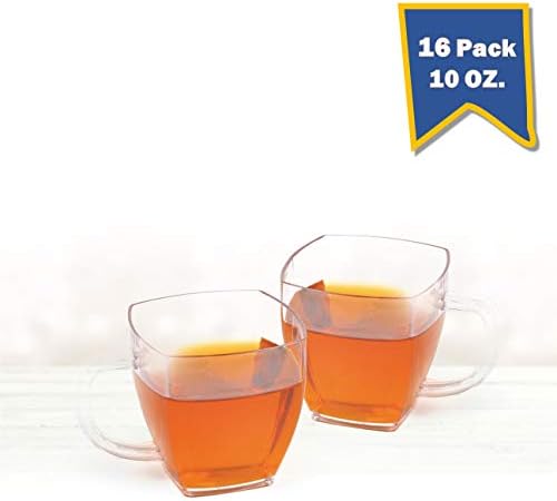 Xícaras de chá de plástico transparente com alça, canecas de café de plástico descartáveis, 10 onças ótimas para capacinno,