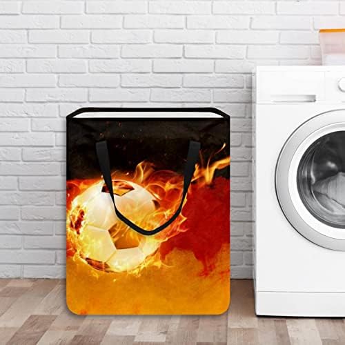 Flame Soccer Football Print Print Collapsible Laundry Horse, 60l de lavanderia à prova d'água de lavagem de roupas de roupas
