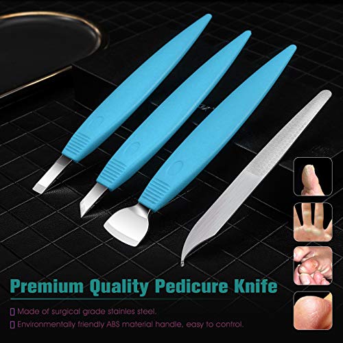Conjunto de faca de pedicure bezox - barbeadores de calos, milho e facas de removedor de pele grossa para pé, arquivo de unhas de metal