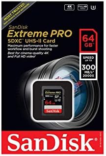 Sandisk 64GB SDXC SD Extreme Pro UHS-II Cartão de memória 300MB/S 4K V30 U3 Pacote com tudo, menos Stromboli 3.0