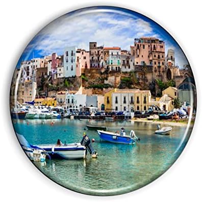 Ímã da Itália da Sicília forte e flexível Sicília Itália ímã de geladeira de 1,1 polegada Dome epóxi