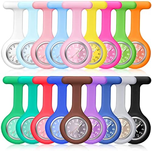 Outus 18 peças Silicone Nurse Watch Clip no Broche Medical Broche Fob Relógio estetoscópio Relógios portáteis de bolso