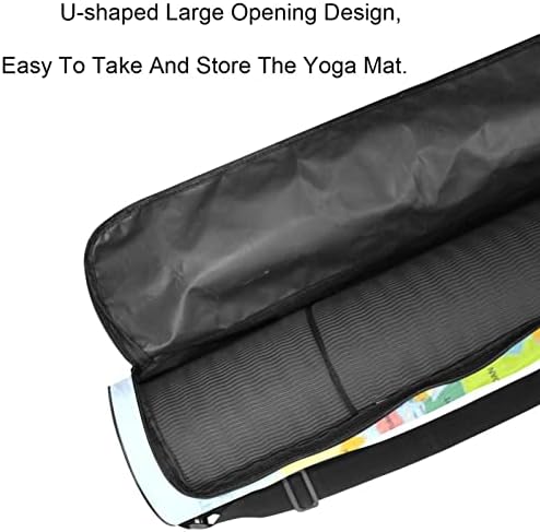 Portador de saco de tapete de ioga com alça de ombro ajustável, mapa do mundo, 6,7x33.9in/17x86 cm de mato de yoga tapete para mulheres homens