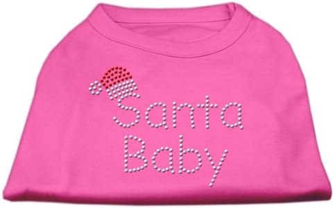 Mirage Pet Products 10 polegadas Santa Baby Rhinestone Print camisa para animais de estimação, rosa pequeno e brilhante