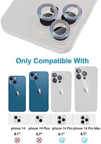 [Silver] Metal Tampa completa + Protetor de lente de câmera de círculo de vidro temperado para iPhone 14 Pro/14 Pro Max, capa