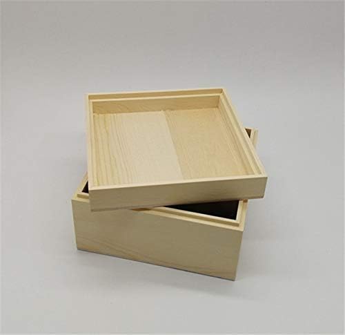 Caixa de armazenamento retangular de madeira de madeira sólida Caixa de armazenamento de artigos de papel de mesa para o
