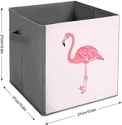 Cubos de armazenamento de pássaros de flamingo rosa com alças bancos de tecido dobráveis ​​Organizando cestas para prateleiras Closet