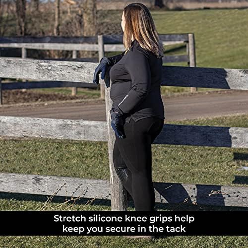 Elation Red Label Sport Belueches, Fácil puxar calças para mulheres-Anti-deslizamento Silicone Knee Grip Horse Breeches
