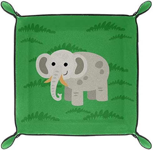Bandejas de organizador de mesa de couro falso verde de elefante, bandeja de vaidade do banheiro, bandeja de cômoda, bandeja