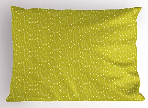 Ambesonne Funky Pillow Sham, listras finas verticalmente posicionadas não paralelas com oval como detalhes arte simples,