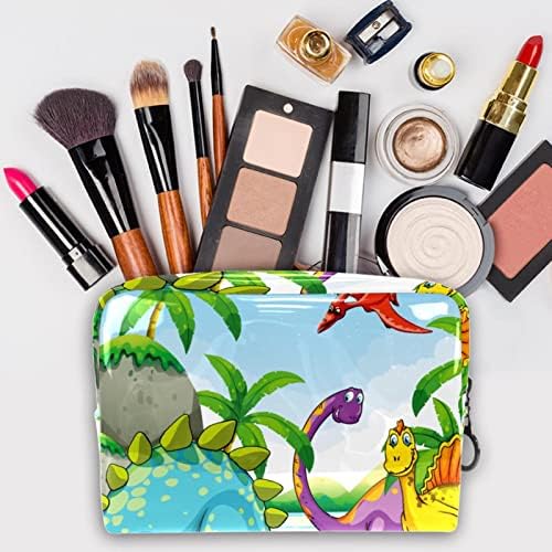 Tbouobt Cosmetic Bag for Women, Bolsas de maquiagem Bolsa de higiene pessoal espaçosa Gift de viagem, desenho de dinossauro