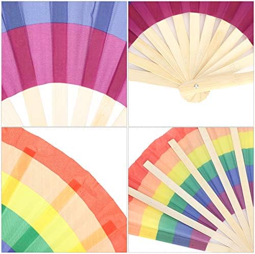 Fã de mão PLPLAAOO, ventiladores de arco -íris coloridos fãs de mão colorida, ventilador colorido de kung fu, cores