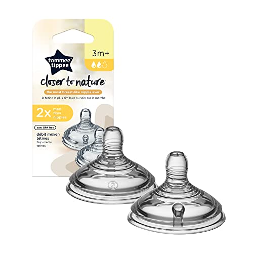 Tommee Tippee mais perto da natureza do fluxo médio mamilos de mamadeira, 3 ou mais meses - 2pk