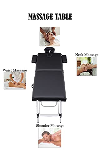 Heanven Massagem Profissional de massagem portátil de alumínio portátil Tabela de 72 polegadas de 2 polegadas 2 Altura de