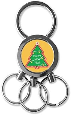 Merry Mas Tree Cartoon Retrato Stainless Aço Metal Chain Chain Ring Car Keychain Clearing Clip Presente
