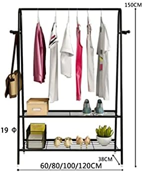 Casa de casaco multifuncional elegante e simples, vestido de ferro forjado de roupas trilho vertical de roupas ao ar livre trilho de camada de armazenamento de duas camadas de camada de batida, prateleira, lsxysp, branca, 15060cm