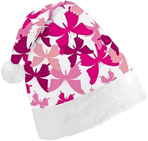 Câncer de borboleta rosa sobre chapéus de Natal para adultos chapéus de natal para férias