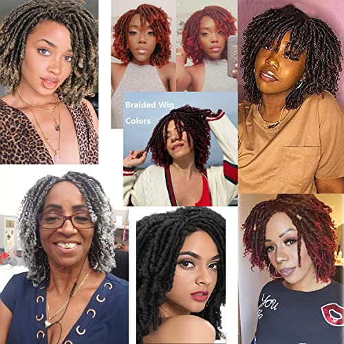Magibrunette ombre Red Brown Color Faux Locs perucas de crochê com extremidades encaracoladas dreadlocks sintéticos Twist Wigs para mulheres negras tranças