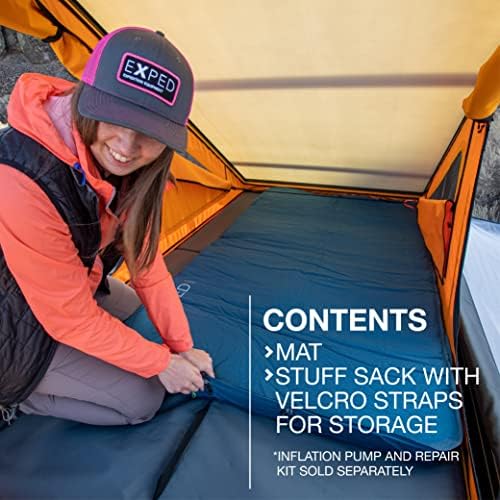 Exped Deepsleep Mat 7.5 | Almofada de acampamento auto-inflador | Conforto durável | Matada de dormir quente e compacível, oceano,