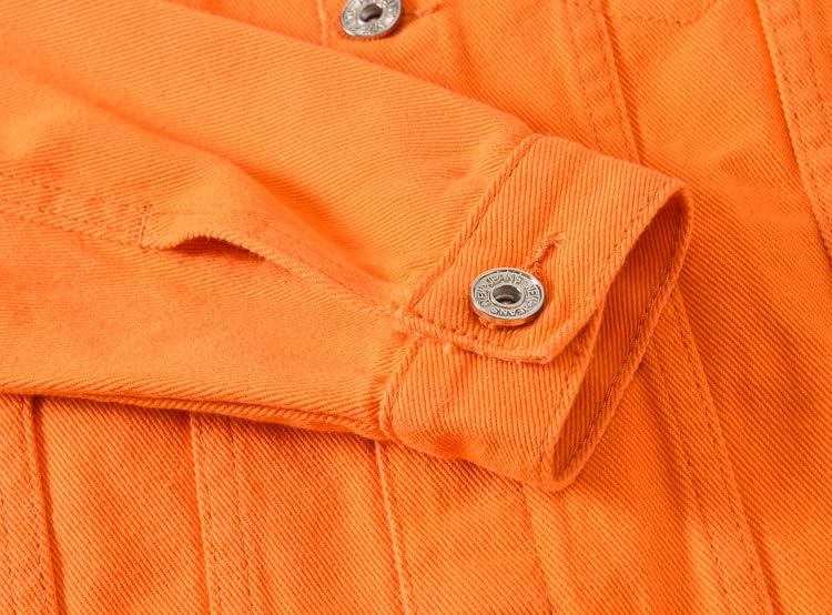 Jaquetas de jeans comuns de laranja sólido