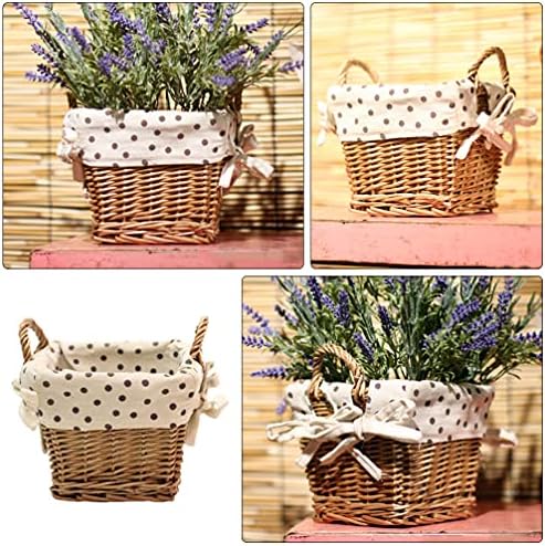 Cestas de cesta de flor de cabilock, cesto de cesta de vime com alças armazenamento de cesto de ovos organizador de doces Banco de