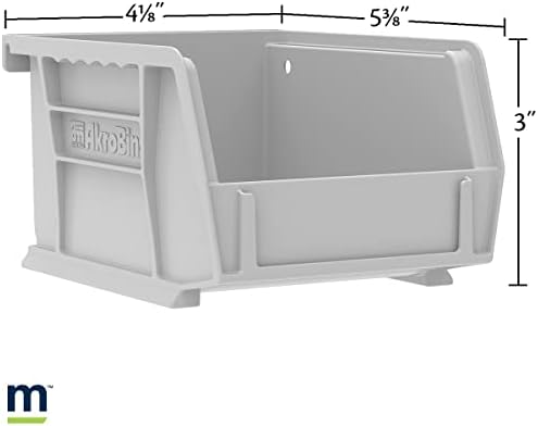 AKRO-MILS 30210 AKROBINS PLÁSTICO PLÁSTICO PAÇO Organizador de armazenamento empilhável Bin, 5 polegadas x 4 polegadas