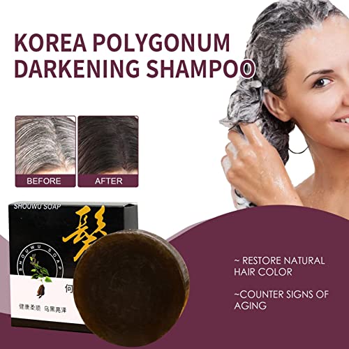 Barra de shampoo multiflorum de poligonum - ele Shou Wu Wu Hair Branco para Black Shop Hair Regrowth Shampoo Bar, barra