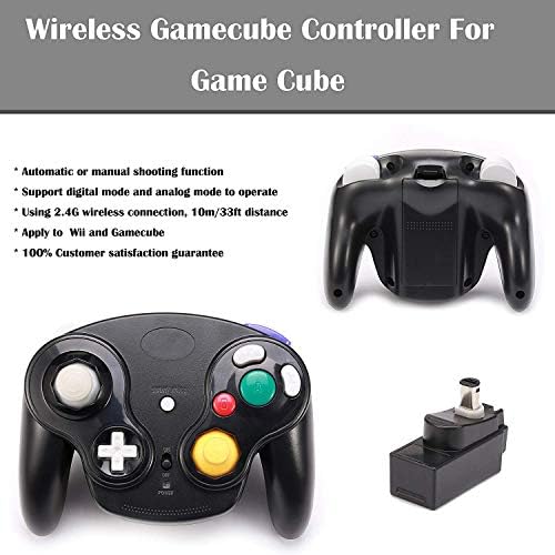 Gamepad do controlador sem fio clássico com adaptador receptor, compatível com para Wii Gamecube NGC GC