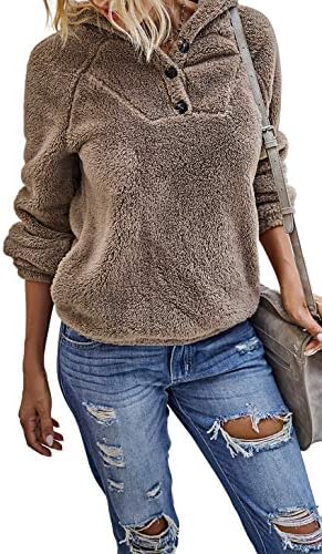Les Umes Sherpa Hoodies para mulheres Fuzzy Flowed Sweetshirts Pullover de inverno moletons quentes com bolsos