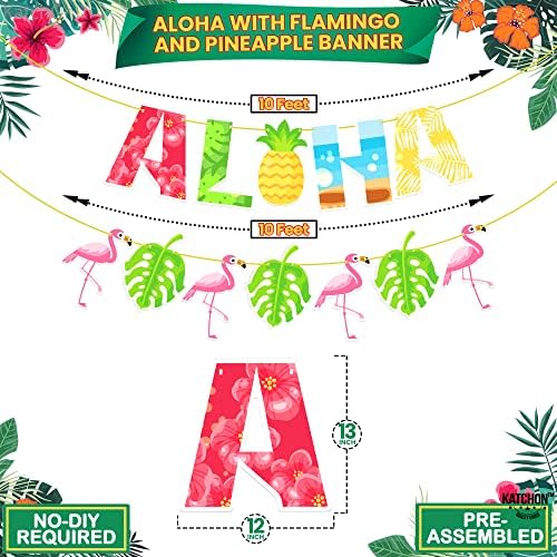 KATCHON, BANNER ALOHA PARA DECORAÇÕES DE PARTES LUAU - Grande, 10 pés, sem DIY | Aloha sinal para decorações de festa