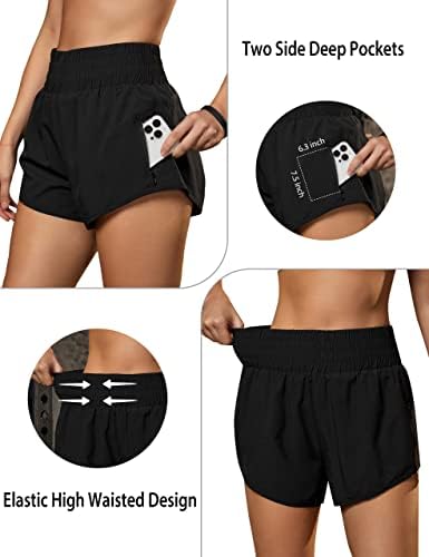 Blooming Jelly Women's Workout Shorts Athletic Scorts Elastic Elastic High Wisth Gym Shorts com bolsos 2.5