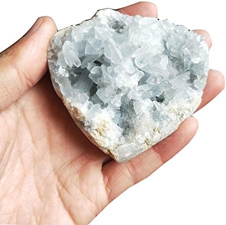 300-350G Celestite natural de cura mineral de cura mineral em forma de coração cluster geode geme crystal stone home decoração