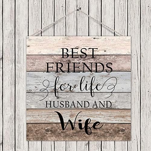 Farmhouse Wood Pallet Sign Placa Melhores amigos para a vida de marido e mulher Motivacional Wood Welcome Sinal com ditados Citação