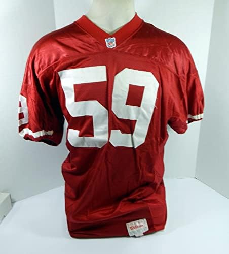 1990 San Francisco 49ers #59 Jogo usou camisa vermelha 54 DP34716 - Jerseys de jogo NFL não assinado