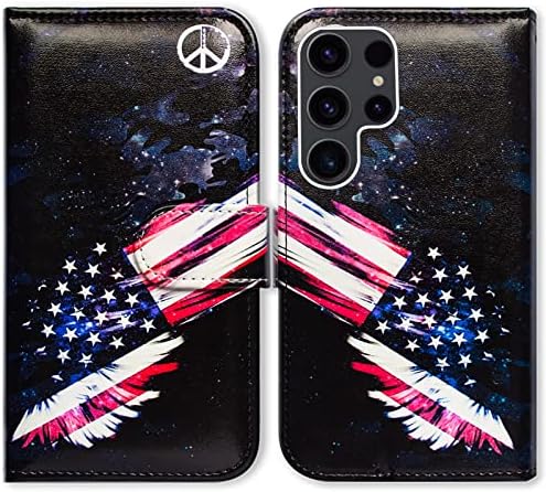 BCOV Galaxy S23 Ultra Caso, American Flag Pattern Pattern Flip Phone Caixa Caixa da carteira Com Kickstand do slot