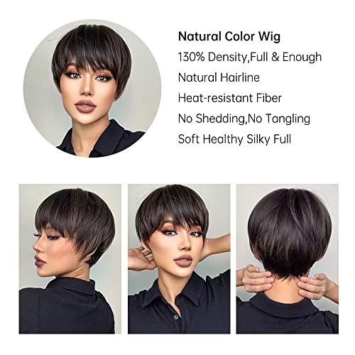 Skycity Wig Synthetic Wig Short Hair Wig para Mulheres Negras Pixie Negro Corte Perucas de Fibra Resistente ao Calor
