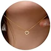 Colar de coração Krudan 14k colares em camadas banhados a ouro para mulheres pequenos pingentes de coração aberto