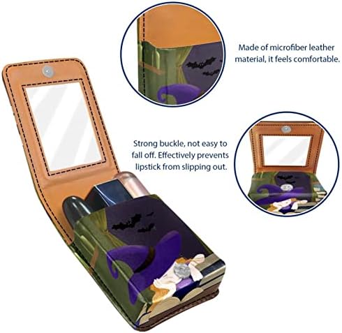 Caso de batom de Oryuekan, bolsa de maquiagem portátil fofa bolsa cosmética, organizador de maquiagem do lipstick, Halloween de Batch Night Bat Bat